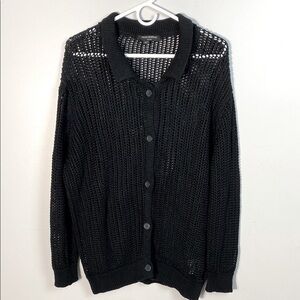 Piazza Sempione Crocket Black Knit Women's Sweater Cardigan size 46